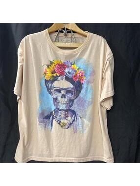 Frida Kahlo Floral Skull Graphic Tee
